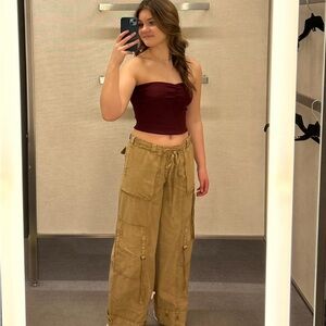 Free People Tan Cargo Pants